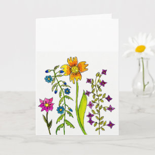 Handgezeichnete Wildblumen-Trio-Grußkarte Karte