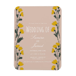 Handgezeichnete wilde botanische Blumen Hochzeit i Magnet