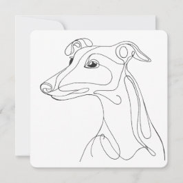 Handgezeichnete Windhund-Linienkunst - minimalisti Einladung