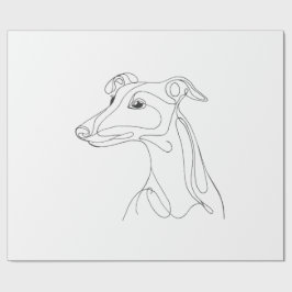 Handgezeichnete Windhund-Linienkunst - Minimalisti Geschenkpapier