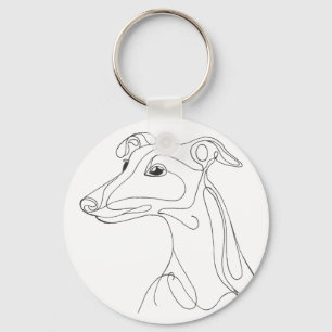 Handgezeichnete Windhund-Linienkunst - minimalisti Schlüsselanhänger
