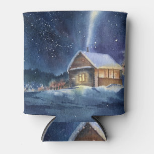 Handgezeichnete Winterlandschaft Wasserfarbe Dosenkühler