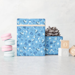 Handgezeichnete Wintermuster Blaue Geschenkpapierr Geschenkpapier