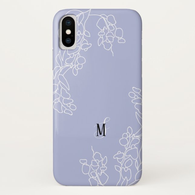 Handgezeichnete Wisteria Floral Monogram Case-Mate iPhone Hülle (Rückseite)