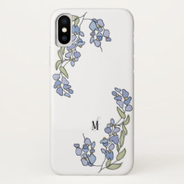 Handgezeichnete Wisteria Floral Monogram iPhone X Hülle