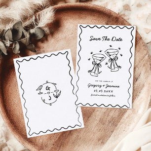 Handgezeichnete wunderliche skurrile handgeschrieb save the date