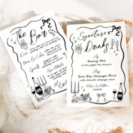 Handgezeichnete Zeichnungen Doodles Wedding Bar Me Menükarte