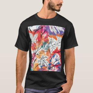 Handgezeichnete Zitronen, blaues Blätter-Muster. T-Shirt