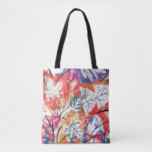 Handgezeichnete Zitronen, blaues Blätter-Muster. Tasche