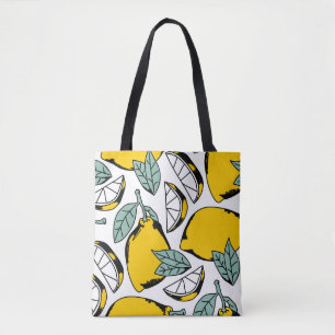 Handgezeichnete Zitronen, lebendiges Muster. Tasche