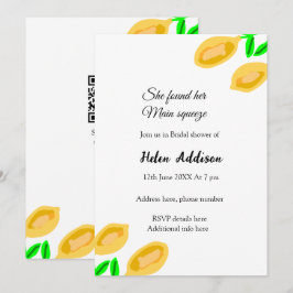 handgezeichnete ZitronenBlätter fügen QR-Brautpart Einladung