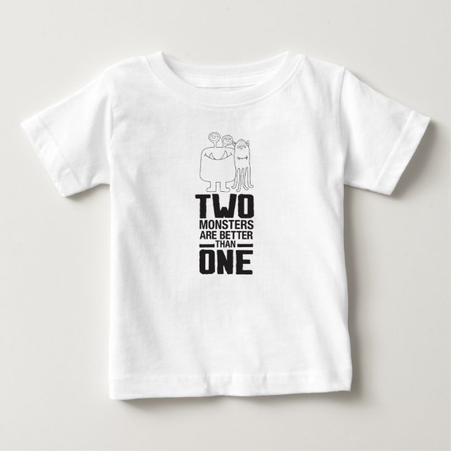 Handgezeichnete Zwei Monster Art Monster Halloween Baby T-shirt (Vorderseite)