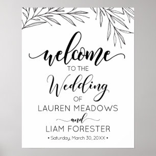 Handgezeichnete Zweige Hochzeitsempfangsposter Poster