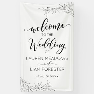 Handgezeichnete Zweige Hochzeitungs-Begrüßungsbann Banner