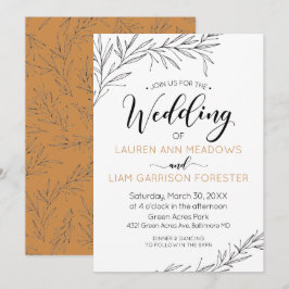 Handgezeichnete Zweige zum Hochzeitsempfang Einladung