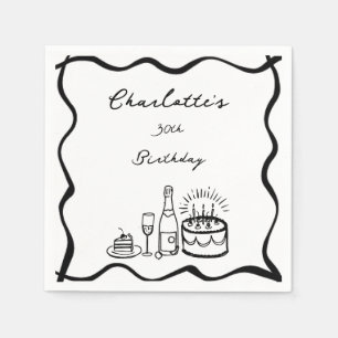 Handgezeichneter 30. Geburtstag Serviette