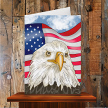 Handgezeichneter Adler und amerikanische Flagge Ge