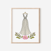 Handgezeichneter ätherischer Brautkleid-Kunstprint