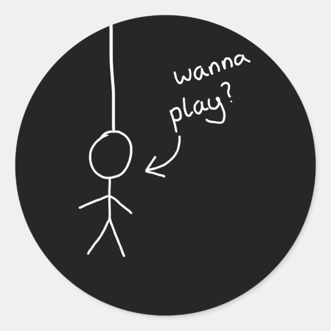 Handgezeichneter Aufkleber "hangman" (Vorderseite)