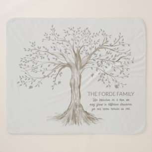 Handgezeichneter Baum Personalisierter Spruch Hell Sherpadecke