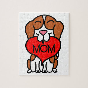 Handgezeichneter Beagle Herz Mama