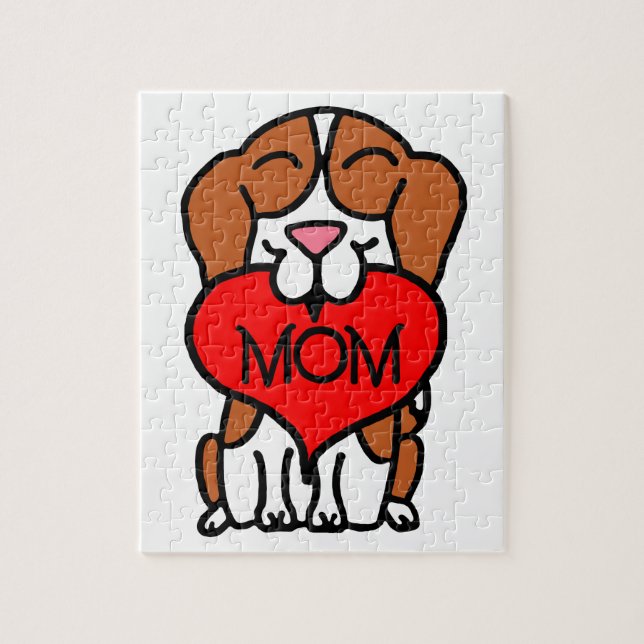 Handgezeichneter Beagle Herz Mama (Vertikal)
