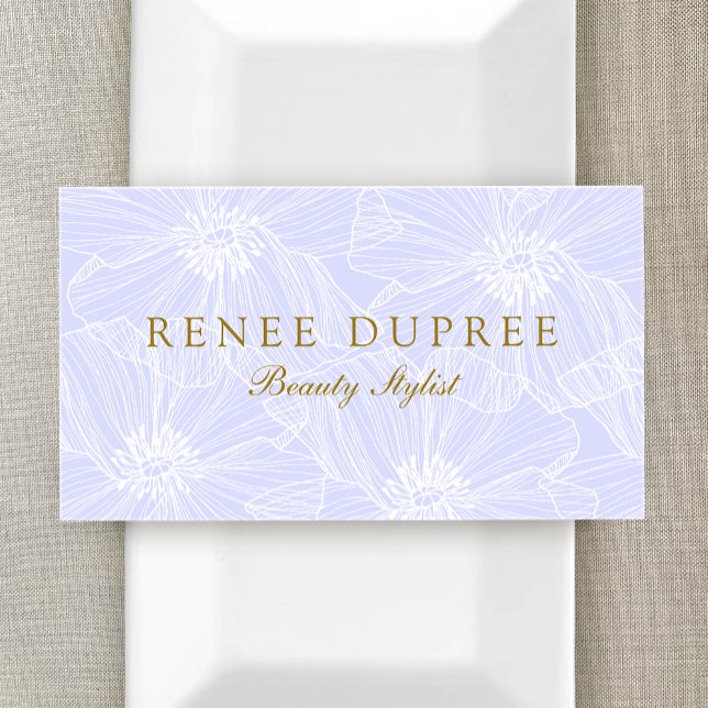 Handgezeichneter Blumenlavender Makeup Artist Visitenkarte (Von Creator hochgeladen)