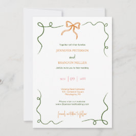 Handgezeichneter Bow bunter, sonderbare Hochzeit Einladung
