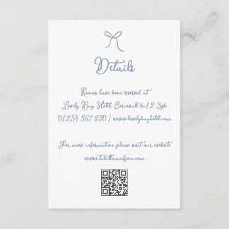 Handgezeichneter Bow Dusty Blue Wedding Details Begleitkarte