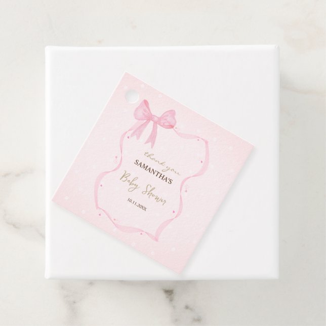 Handgezeichneter Bow Elegante Rahmen Punkte Geschenkanhänger (Beispiel)