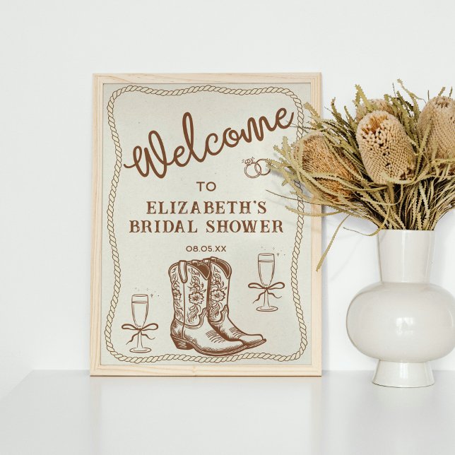 Handgezeichneter brauner Cowgirl Western Stiefel W Poster (Von Creator hochgeladen)