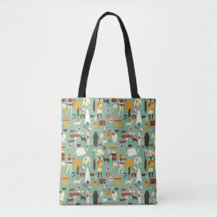 handgezeichneter Cartoon nahtloses Camping Muster. Tasche