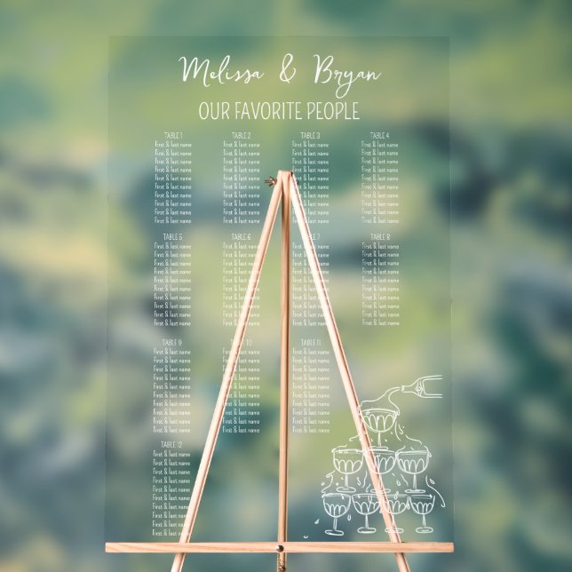 Handgezeichneter Champagner Tower Hochzeitskarte Acrylschild (Neutral)