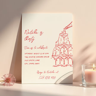 Handgezeichneter Champagnerturm Dreißiger Spaß Geb Einladung