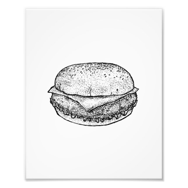 Handgezeichneter Cheeseburger-Kunstprint Fotodruck (Vorne)