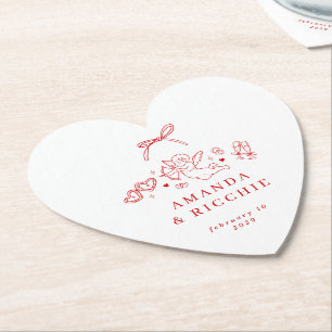 Handgezeichneter Cherub Vintage-Cupid-Hochzeit Untersetzer