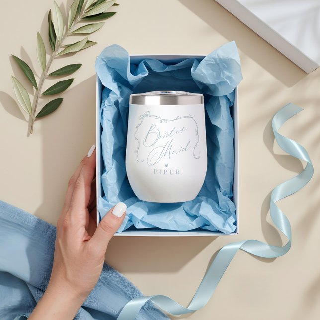 Handgezeichneter Chic Bow & Ribbon Bridesmaid Vors (Hand Drawn Chic Bow & Ribbon Bridesmaid Proposal Thermal Wine Tumbler)