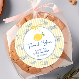 Handgezeichneter Citrus-Limonen-Baby-Shower-Aufkle Runder Aufkleber