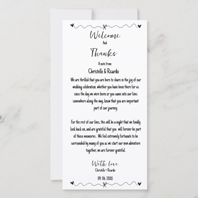 Handgezeichneter Dankeschön für die Hochzeit für d (Vorderseite)