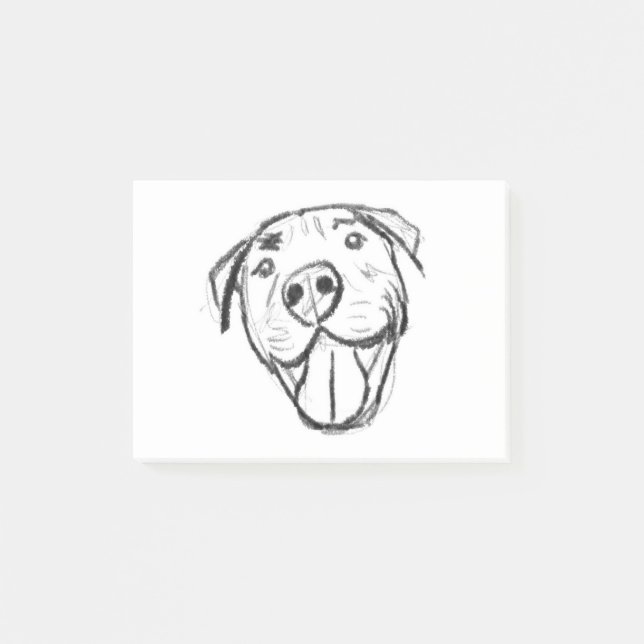 handgezeichneter digitaler Grubenbull Post-it Klebezettel (Vorderseite)