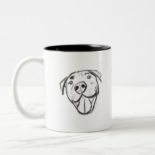 handgezeichneter digitaler lächelnder Pitbull Zweifarbige Tasse