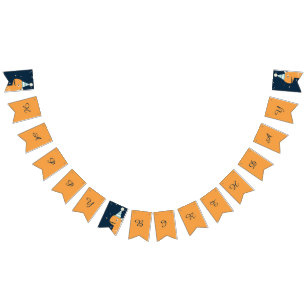 Handgezeichneter Dinosaurier Orange Blau Alles Gut Wimpelkette