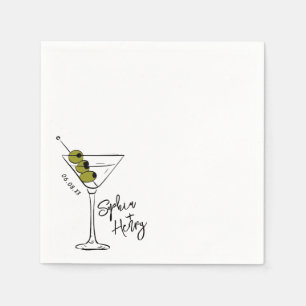 Handgezeichneter Dirty Martini-Cocktail Serviette