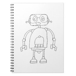 Handgezeichneter einfacher Roboter Zeichne Notizblock