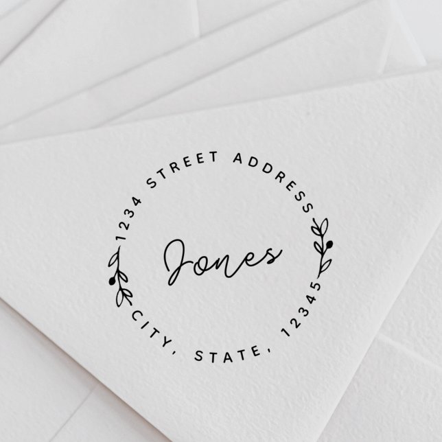 Handgezeichneter Familienname Runde Rücksendeadres Permastempel (Von Creator hochgeladen)