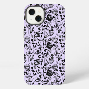 Handgezeichneter floraler Flieder Case iPhone Hülle
