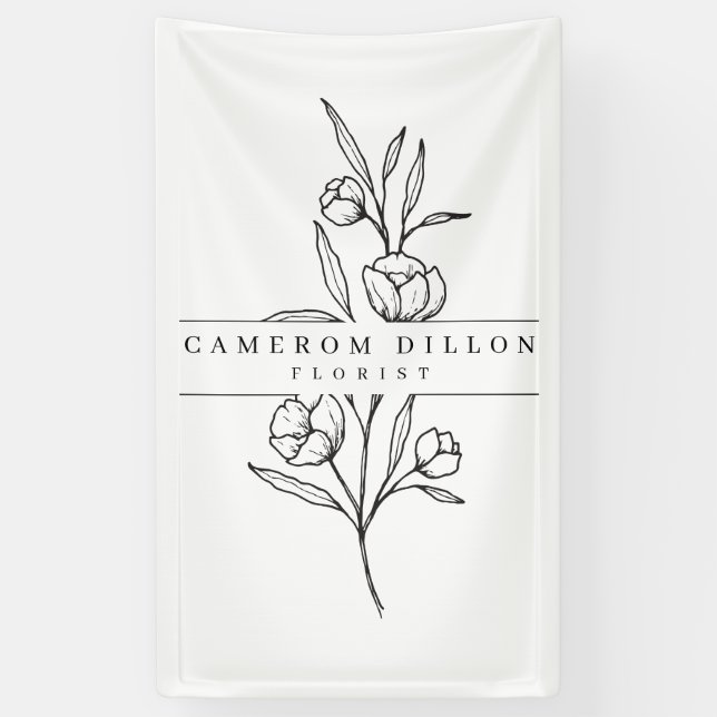 Handgezeichneter Florist Business Blume Shop Botan Banner (Vertikal)
