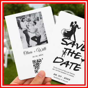Handgezeichneter funky skurriler QR-Code Hochzeits Save The Date