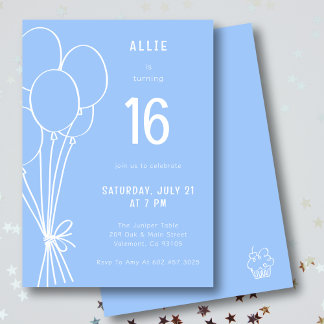 Handgezeichneter Geburtstagsballon jedes Alter Min Einladung