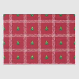 Handgezeichneter Gingham mit Weihnachtsbaum Seidenpapier